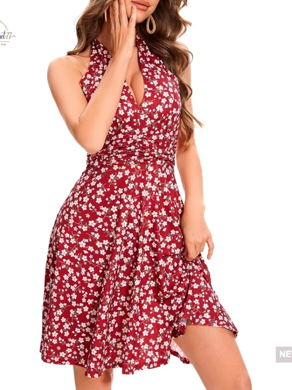 Slim Fit Halter Sundress with Ruffle Hem, Smocked Back, Summer Mini Dress